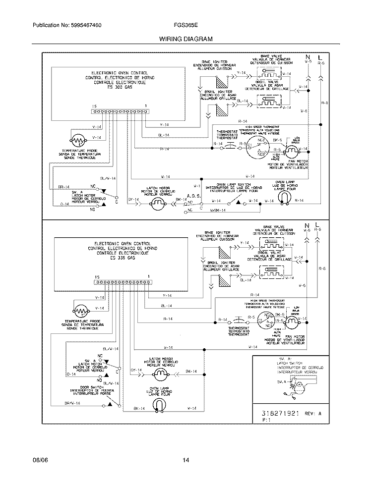 WIRING DIAGRAM Diagram and Parts List for FGS365EBC  Frigidaire Range