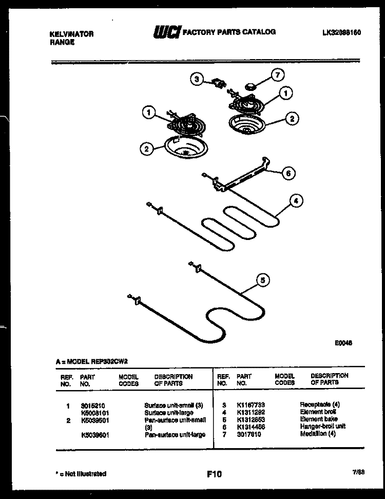 BROILER PARTS Diagram and Parts List for REP302CW2  Kelvinator Range