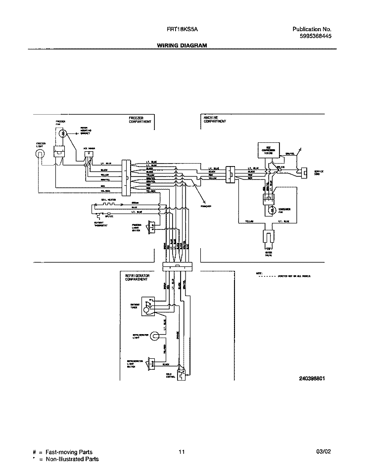 WIRING DIAGRAM Diagram and Parts List for FRT18KS5AW6  Frigidaire Refrigerator