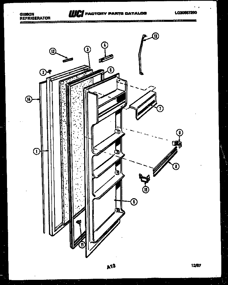 REFRIGERATOR DOOR PARTS Diagram and Parts List for RS19F6WS1C  Gibson Refrigerator