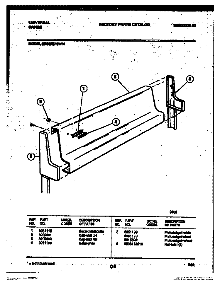 BACKGUARD Diagram and Parts List for CE300SP2W01  Uni Range