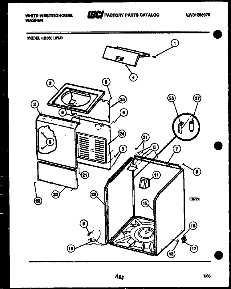 CABINET PARTS Diagram and Parts List for LC550LXW0  Frigidaire Washer