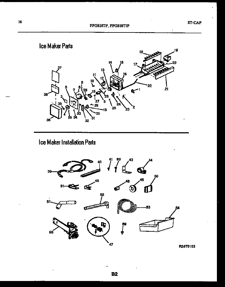 ICE MAKER AND INSTALLATION PARTS Diagram and Parts List for FPGS18TIPLL0  Frigidaire Refrigerator
