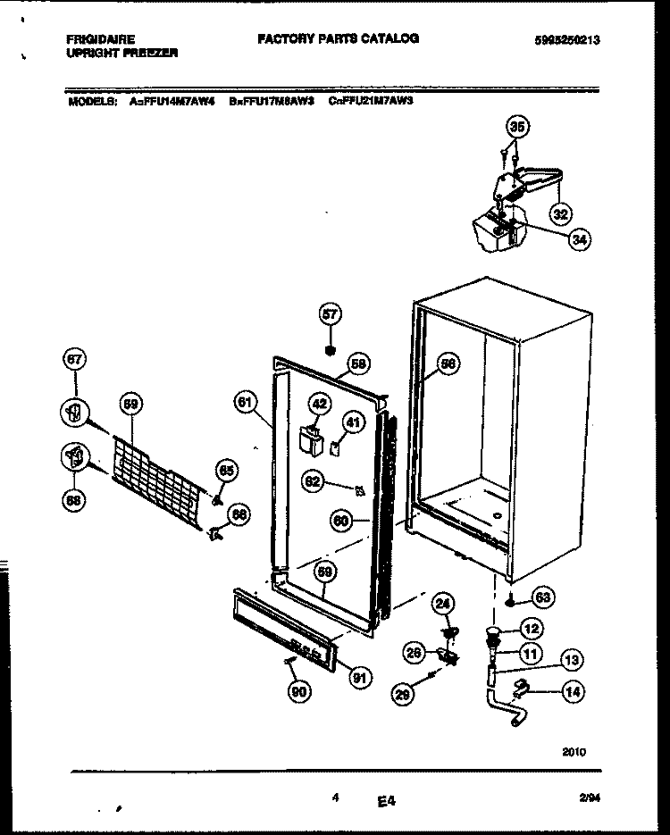 CABINET PARTS Diagram and Parts List for FFU14M7AW4  Frigidaire Freezer