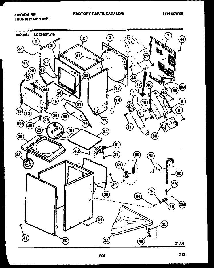 CABINET PARTS AND HEATER Diagram and Parts List for LCE462PL0  Frigidaire Washer