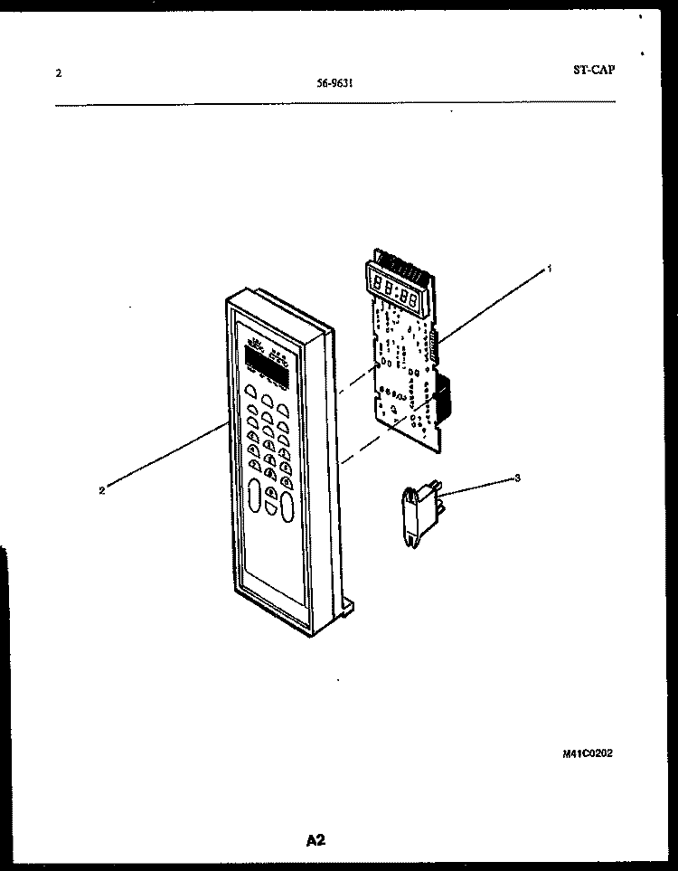 CONTROL PANEL Diagram and Parts List for 56-9631-10-02  Tappan Microwave