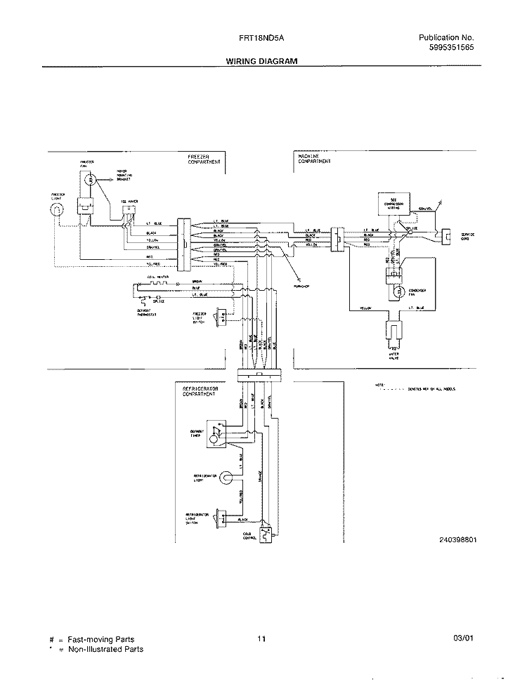 WIRING DIAGRAM Diagram and Parts List for FRT18ND5AW0  Frigidaire Refrigerator