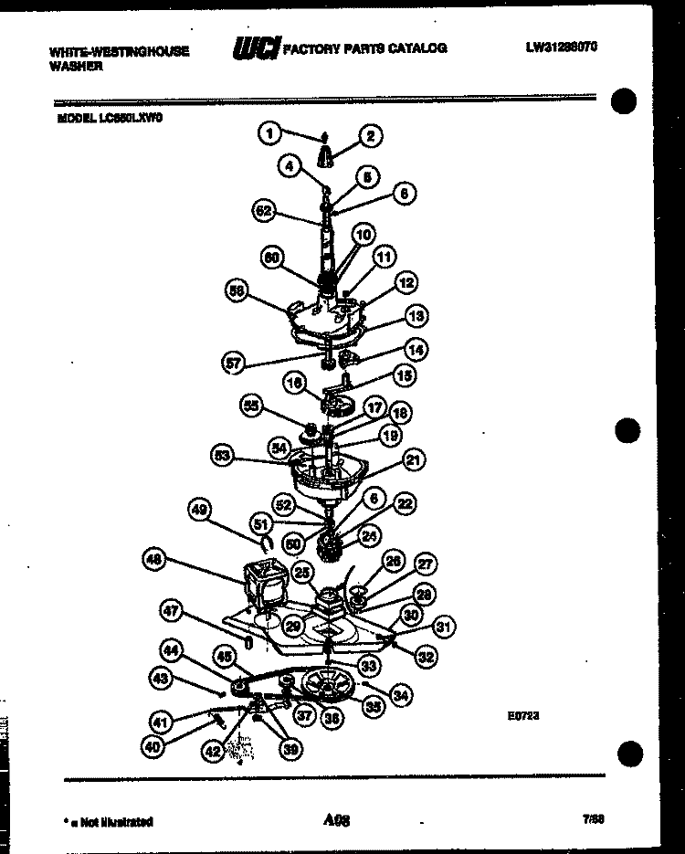 TRANSMISSION PARTS Diagram and Parts List for LC550LXW0  Frigidaire Washer