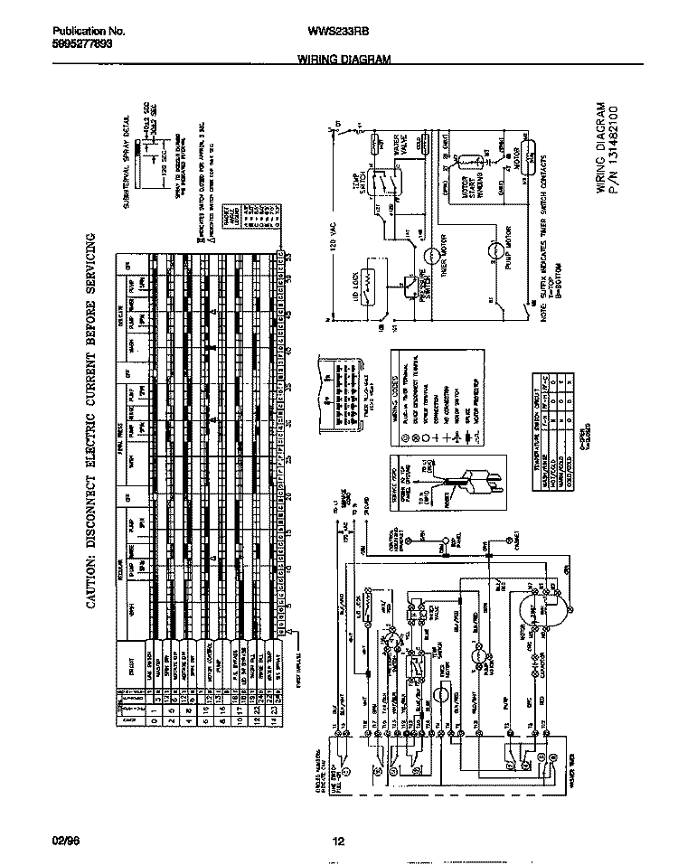 WIRING DIAGRAM Diagram and Parts List for WWS233RBD1  Frigidaire Washer
