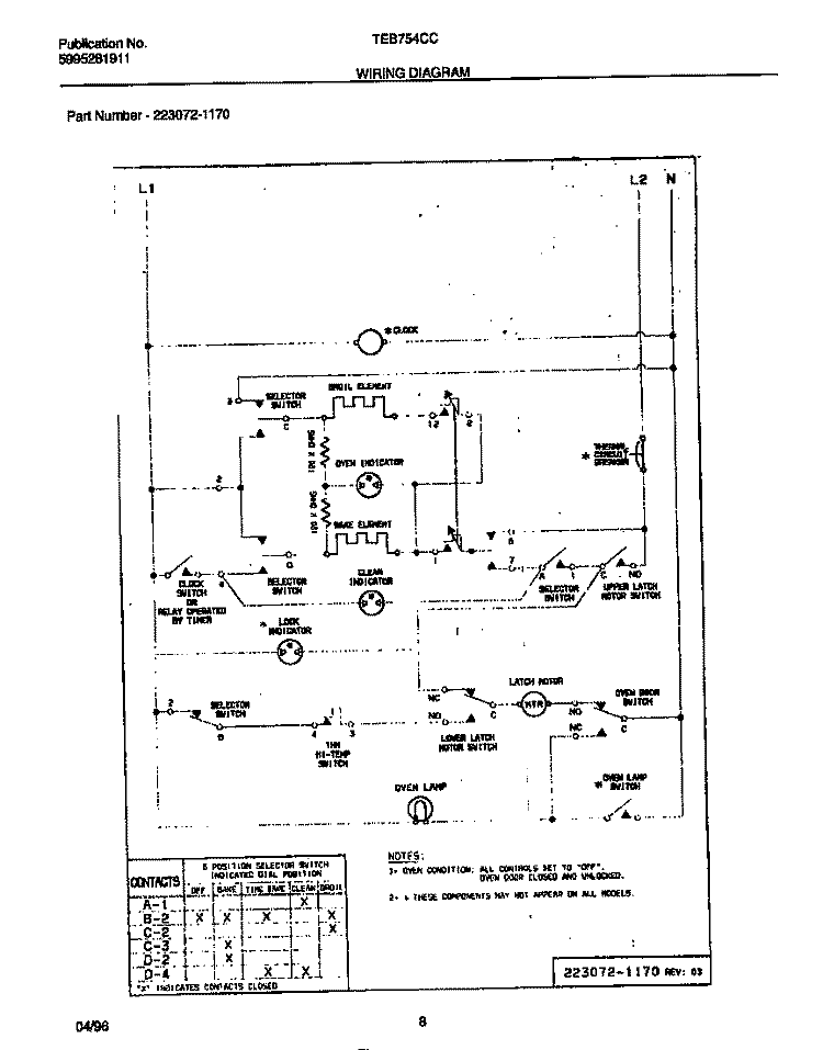 WIRING DIAGRAM Diagram and Parts List for TEB754CCS2  Tappan Wall Oven