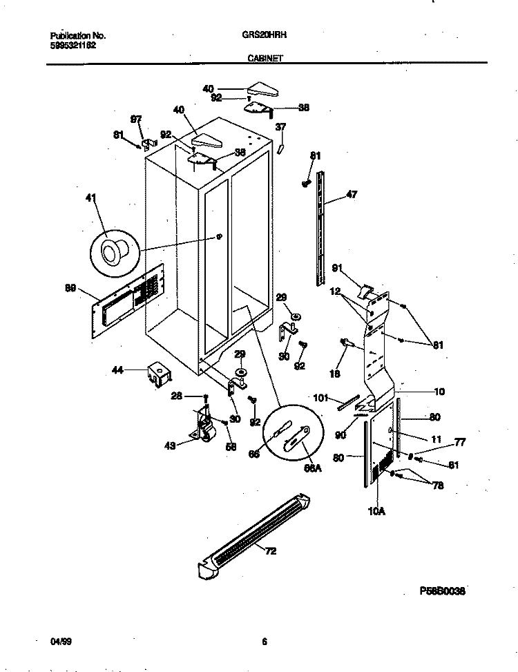 CABINET Diagram and Parts List for GRS20HRHW0  Gibson Refrigerator