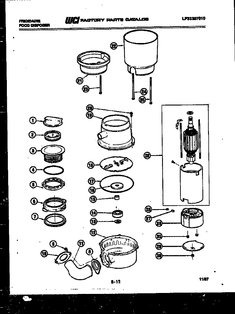 FOOD DISPOSER PARTS Diagram and Parts List for FD5000D  Frigidaire Food Waste Disposer