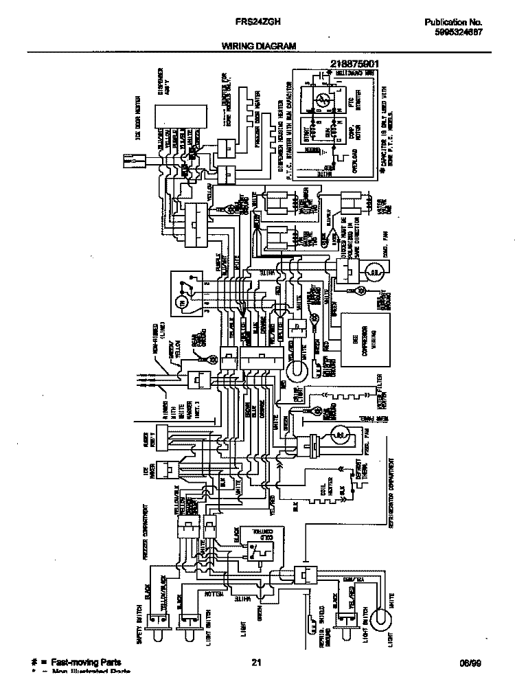 WIRING DIAGRAM Diagram and Parts List for FRS24ZGHD0  Frigidaire Refrigerator