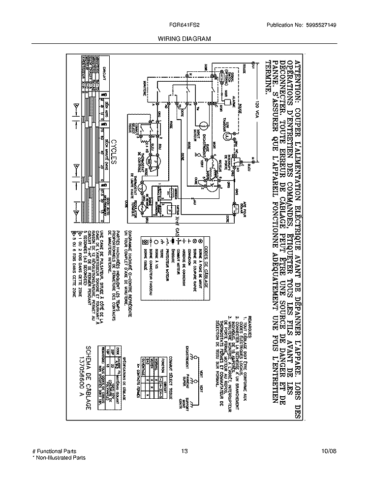 WIRING DIAGRAM Diagram and Parts List for FGR641FS2  Frigidaire Dryer