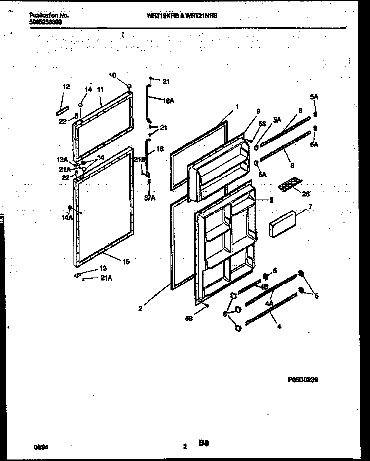 DOOR PARTS Diagram and Parts List for WRT21NRBD0  Frigidaire Refrigerator