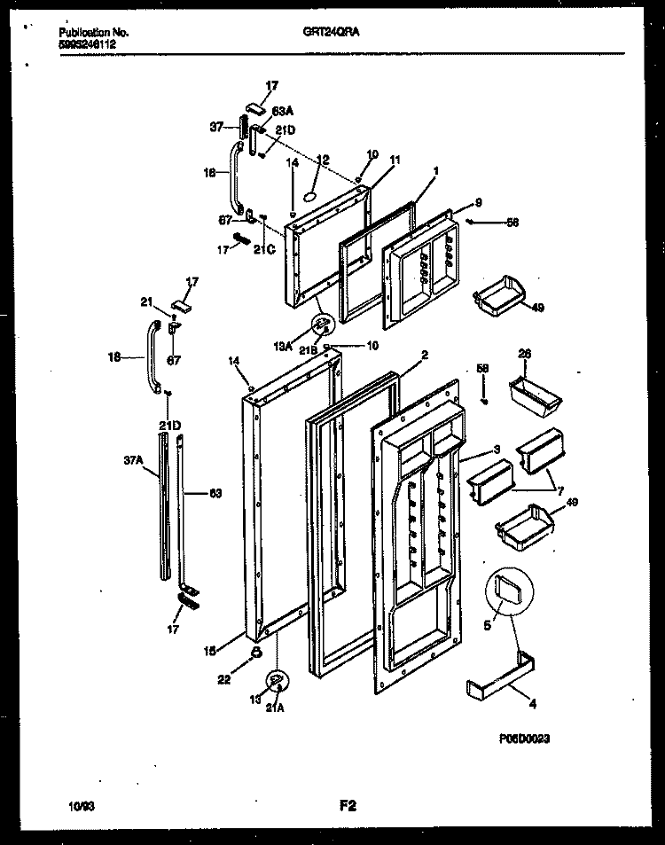 DOOR PARTS Diagram and Parts List for GRT24QRAD0  Gibson Refrigerator