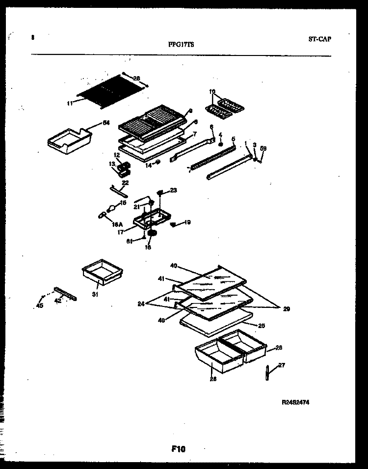 SHELVES AND SUPPORTS Diagram and Parts List for FPG17TSL0  Frigidaire Refrigerator
