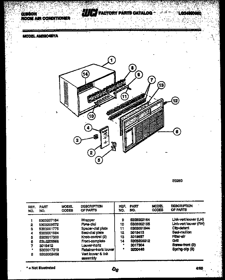 CABINET PARTS Diagram and Parts List for AM09C4EYA  Gibson Air Conditioner