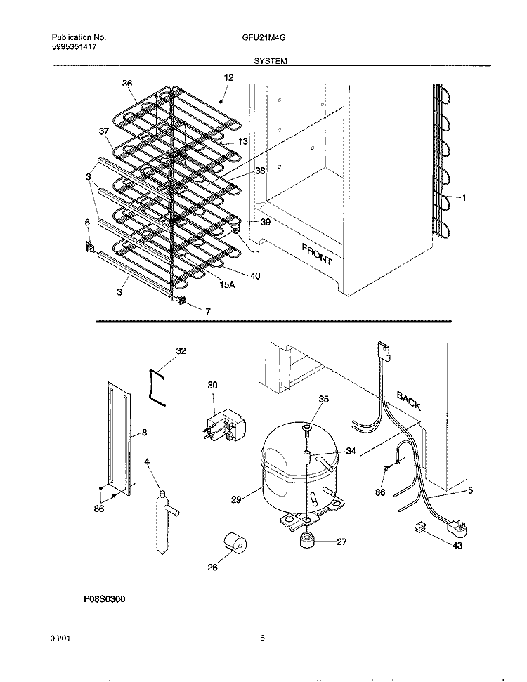 SYSTEM Diagram and Parts List for GFU21M4GW2  Gibson Freezer