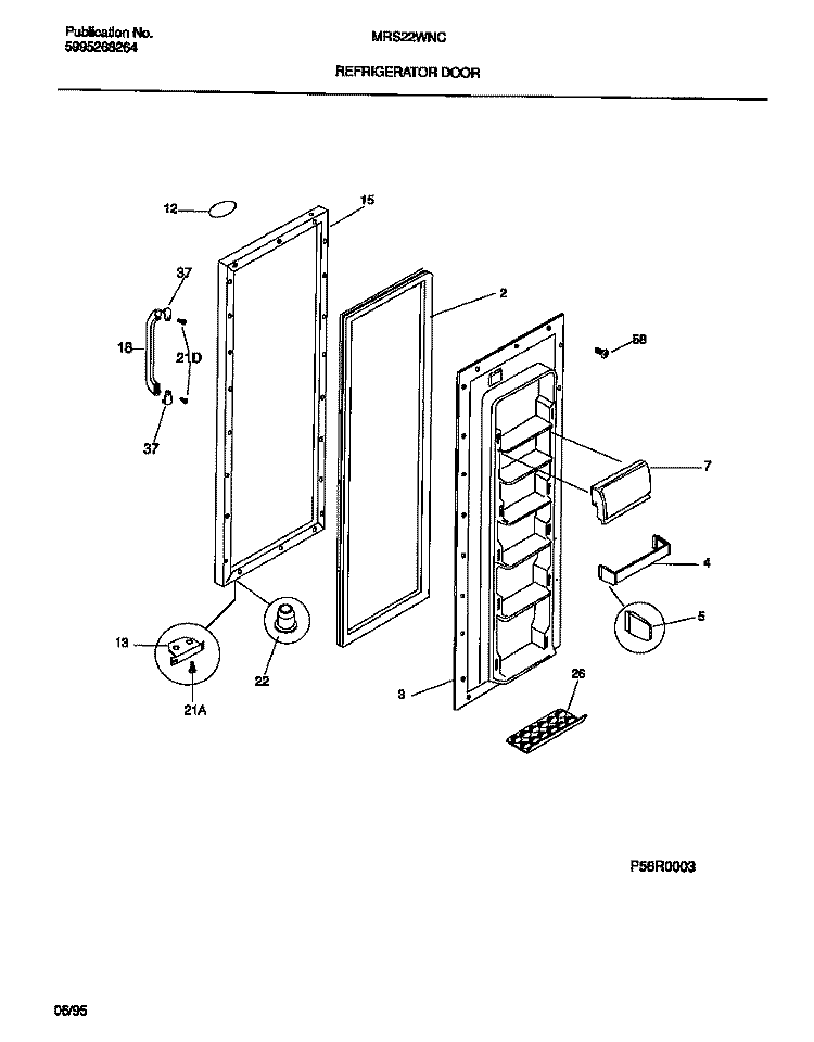 REFRIGERATOR DOOR Diagram and Parts List for MRS22WNCD0  Uni Refrigerator