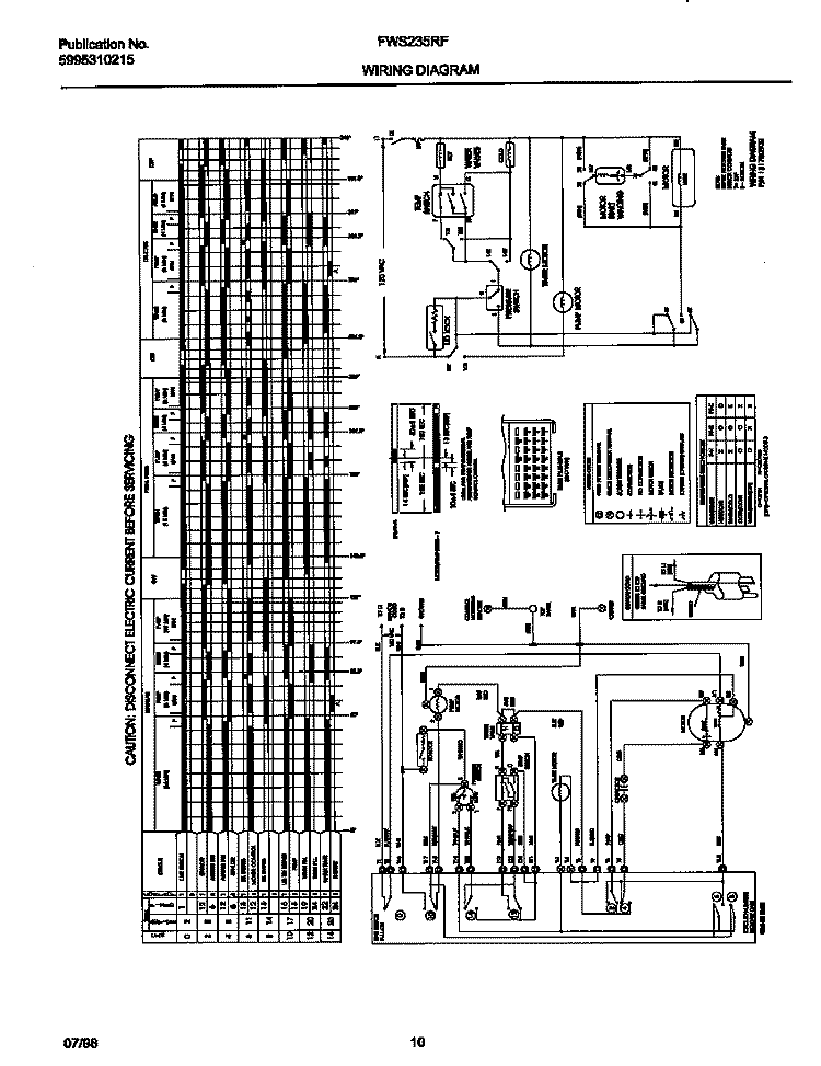 WIRING DIAGRAM Diagram and Parts List for FWS235RFS1  Frigidaire Washer