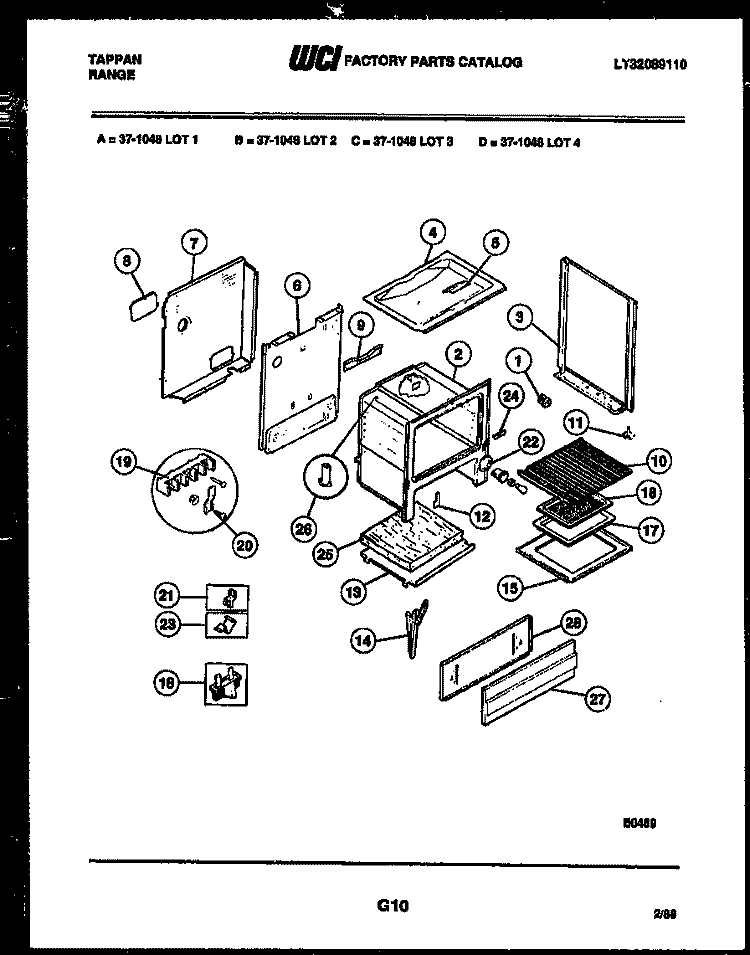 BODY PARTS Diagram and Parts List for 37-1048-66-03  Tappan Range
