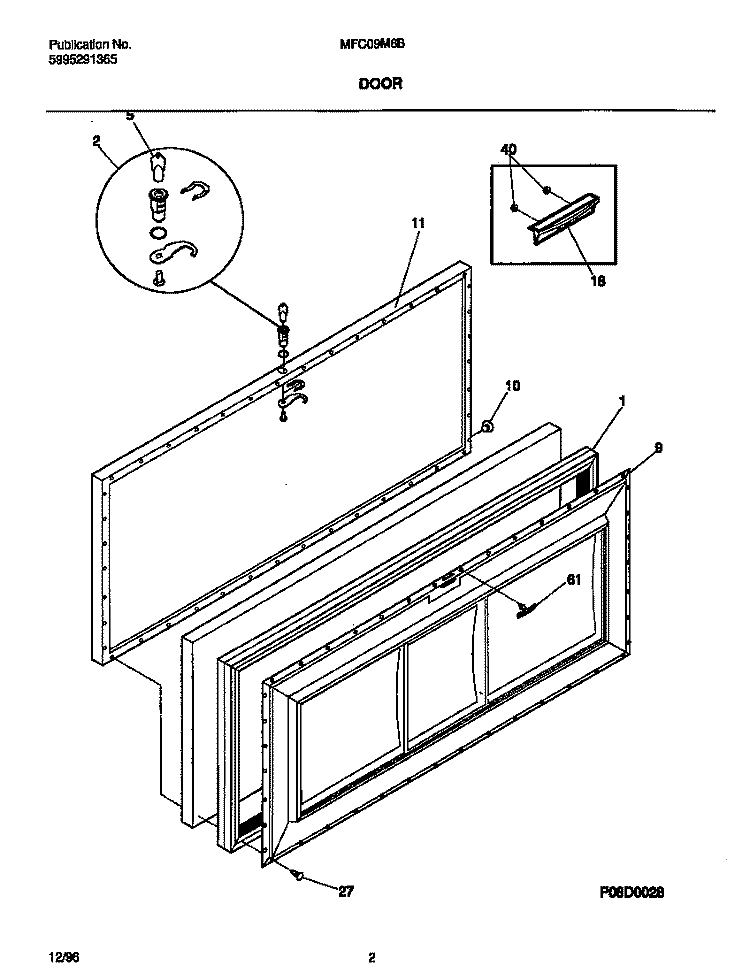 DOOR Diagram and Parts List for MFC09M6BW3  Frigidaire Freezer