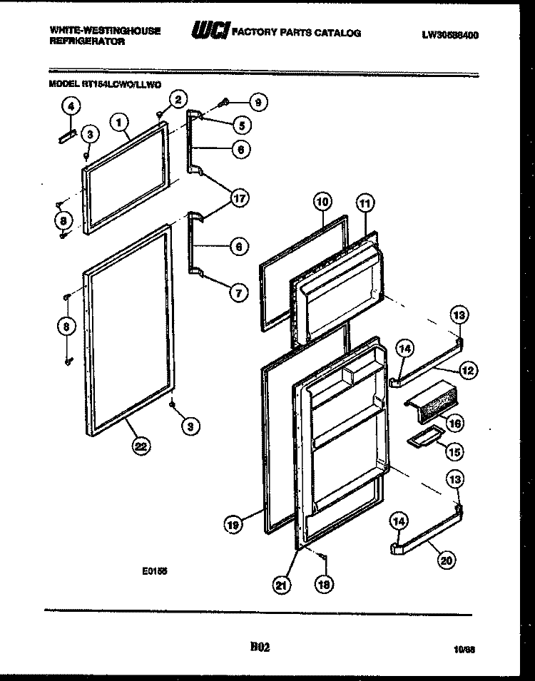 DOOR PARTS Diagram and Parts List for RA186GCD5  Frigidaire Refrigerator