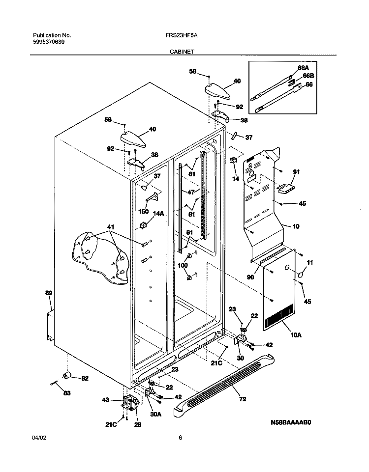 CABINET Diagram and Parts List for FRS23HF5AQ4  Frigidaire Refrigerator