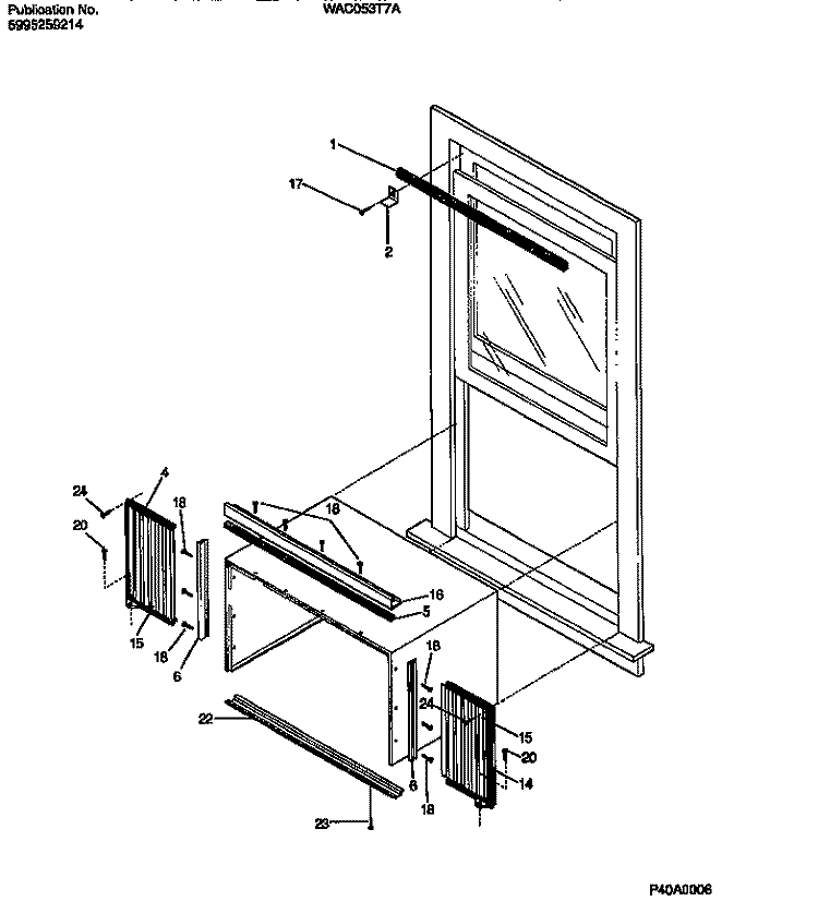 WINDOW MOUNTS Diagram and Parts List for WAC053T7A5  Frigidaire Air Conditioner