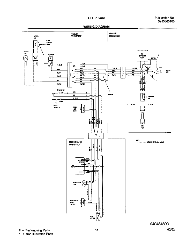WIRING DIAGRAM Diagram and Parts List for GLHT184RAQ2  Frigidaire Refrigerator