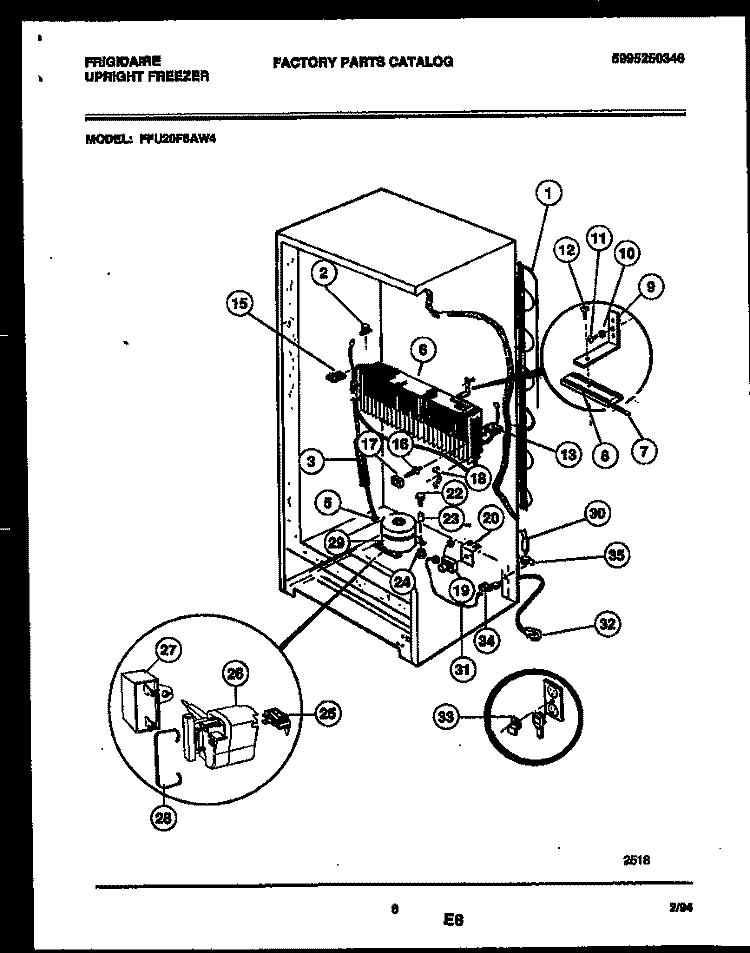 SYSTEM AND AUTOMATIC DEFROST PARTS Diagram and Parts List for FFU20F6AW4  Frigidaire Freezer