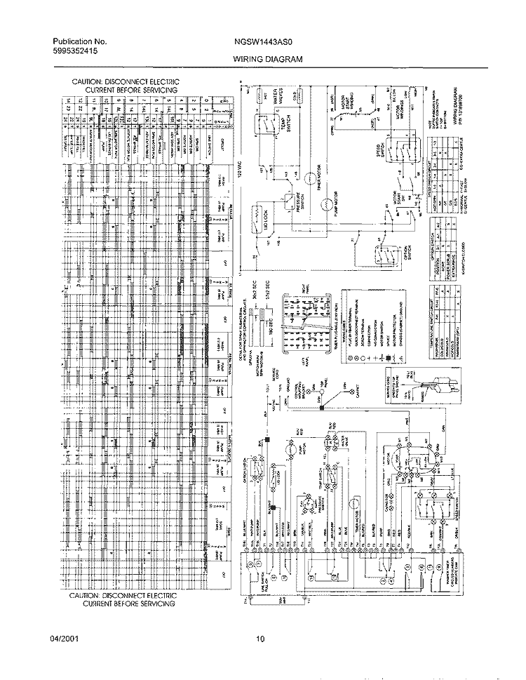 131898700 WIRING DIAGRAM Diagram and Parts List for NGSW1443AS0  Frigidaire Washer