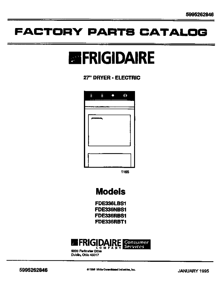COVER Diagram and Parts List for FDE336RBS1  Frigidaire Dryer