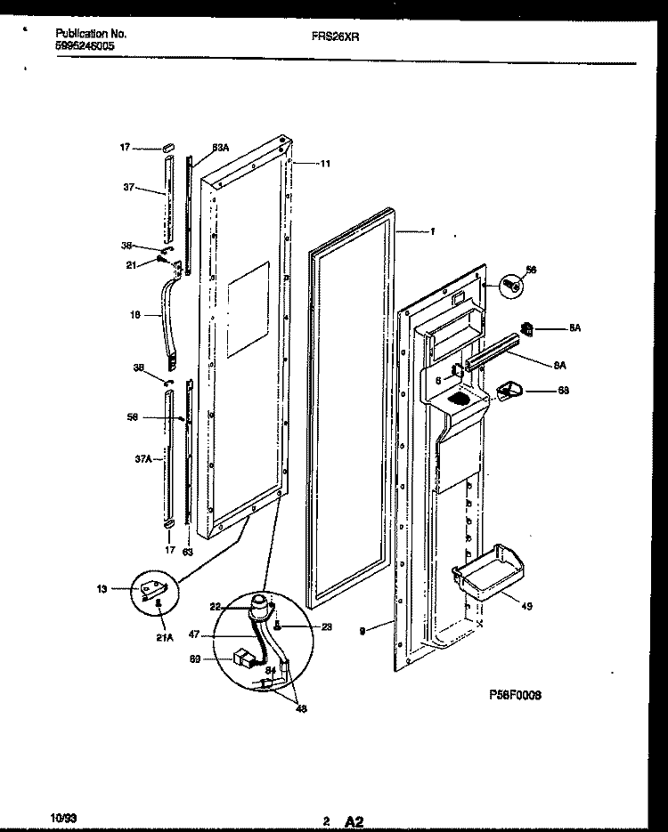 FREEZER DOOR PARTS Diagram and Parts List for FRS26XRAB0  Frigidaire Refrigerator