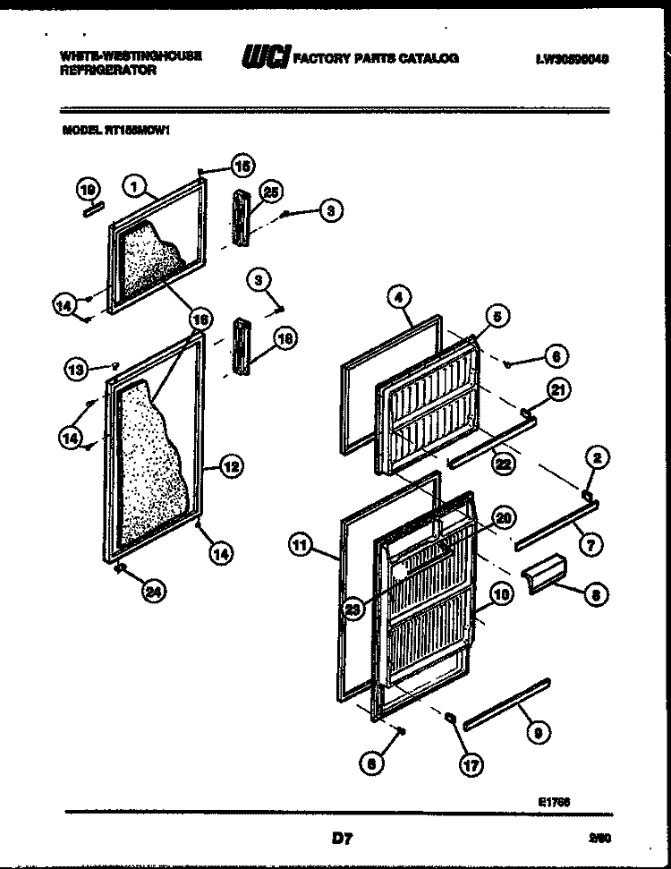 DOOR PARTS Diagram and Parts List for RT155MCD1  Frigidaire Refrigerator