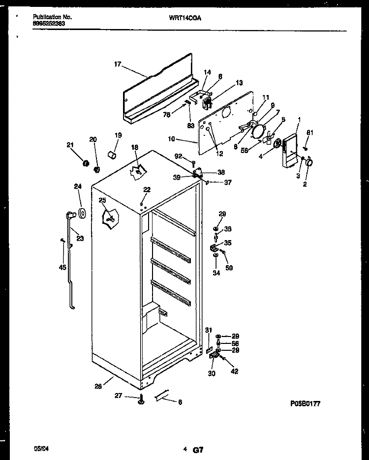 CABINET PARTS Diagram and Parts List for WRT14CGAY0  Frigidaire Refrigerator