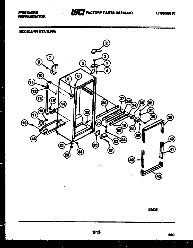 CABINET PARTS Diagram and Parts List for FPI11TLFL1  Frigidaire Refrigerator