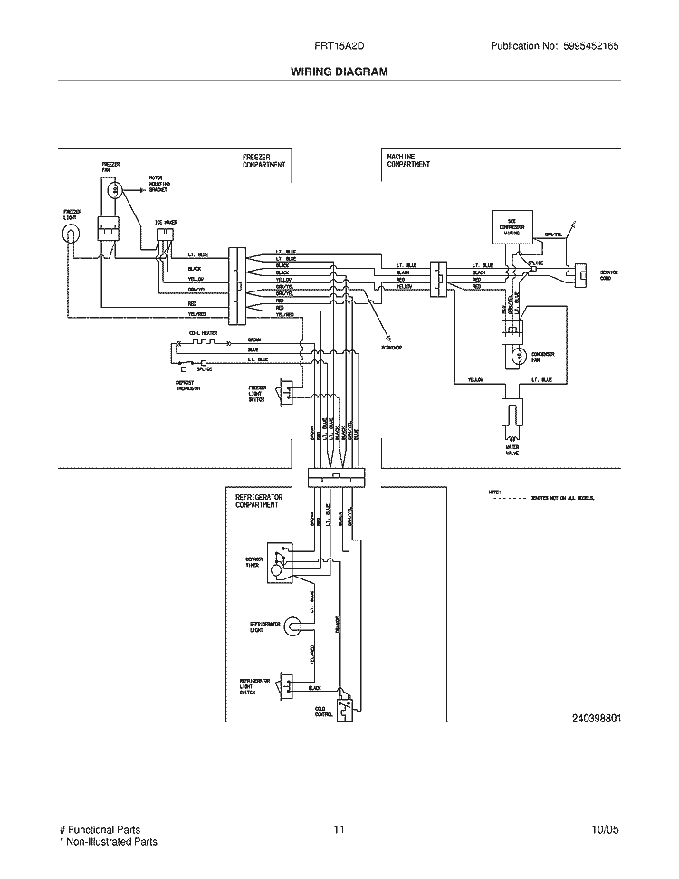 WIRING DIAGRAM Diagram and Parts List for FRT15A2DZ3  Frigidaire Refrigerator