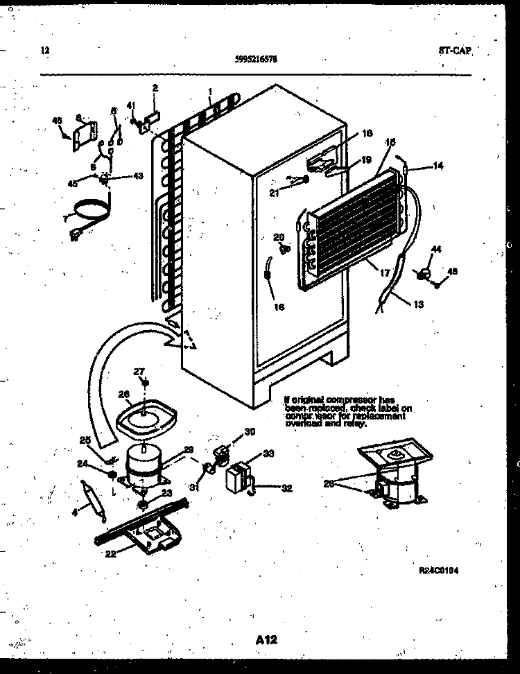 SYSTEM AND AUTOMATIC DEFROST PARTS Diagram and Parts List for ATG185NCW1  Frigidaire Refrigerator
