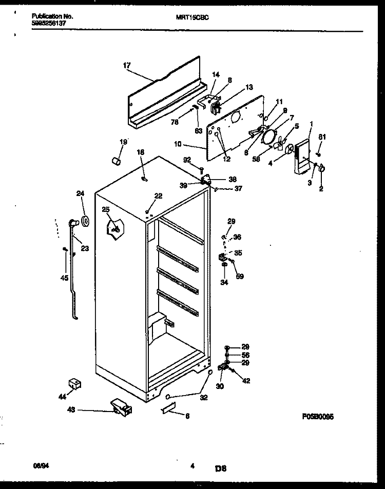 CABINET PARTS Diagram and Parts List for MRT15CBCZ0  Frigidaire Refrigerator