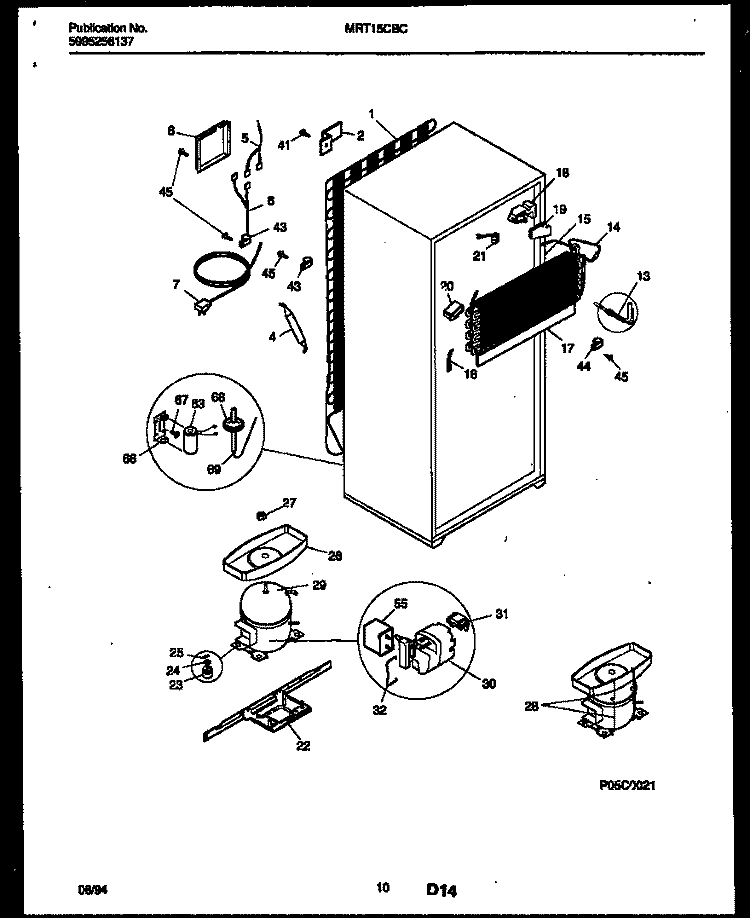 SYSTEM AND AUTOMATIC DEFROST PARTS Diagram and Parts List for MRT15CBCZ0  Frigidaire Refrigerator