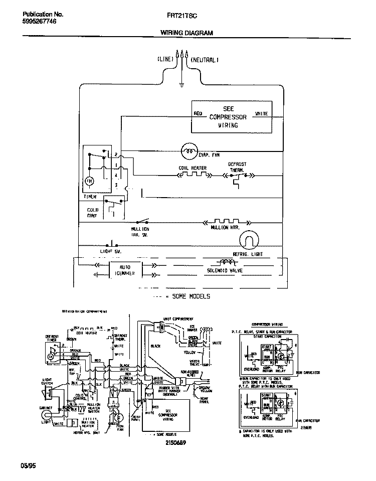 WIRING DIAGRAM Diagram and Parts List for FRT21TSCW0  Frigidaire Refrigerator