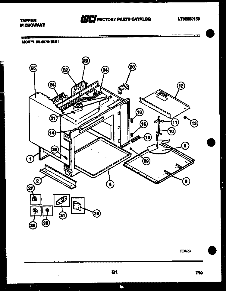 BODY PARTS Diagram and Parts List for 56-4278-10-01  Tappan Microwave