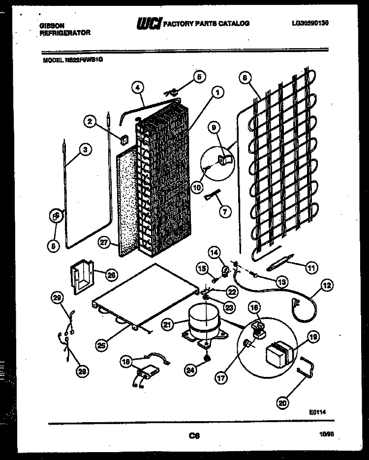 SYSTEM AND AUTOMATIC DEFROST PARTS Diagram and Parts List for RS22F9WS1G  Gibson Refrigerator