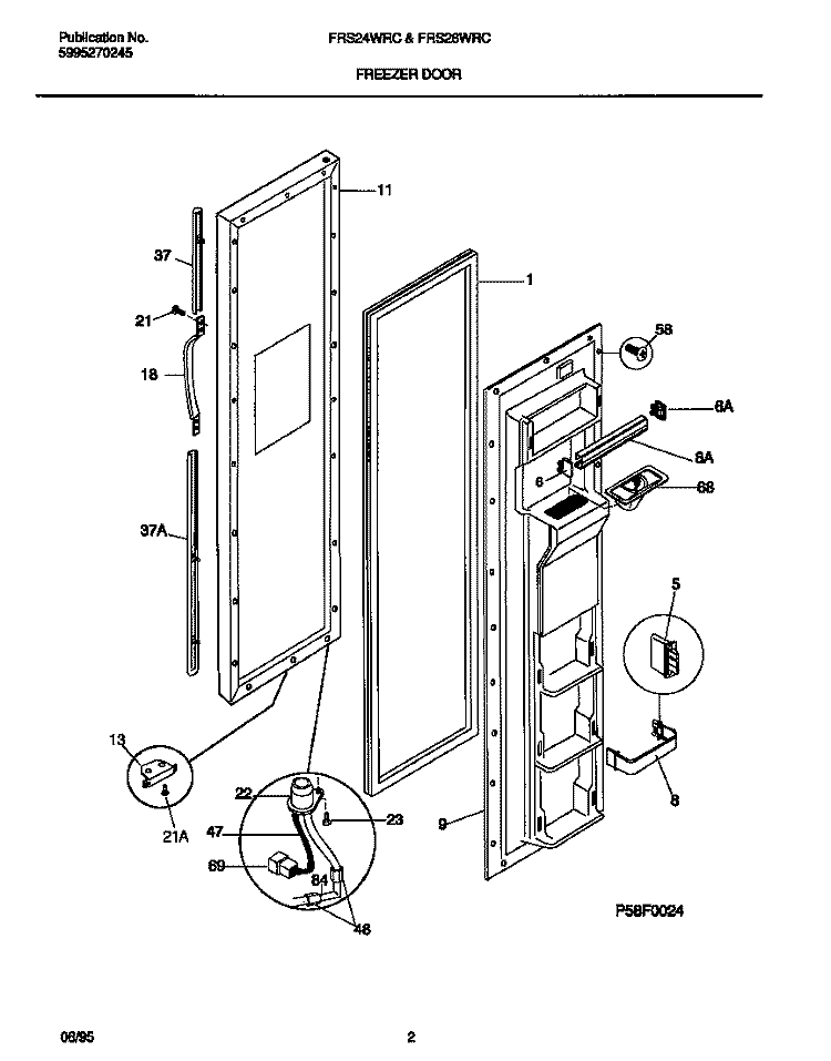 FREEZER DOOR Diagram and Parts List for FRS26WRCD1  Frigidaire Refrigerator