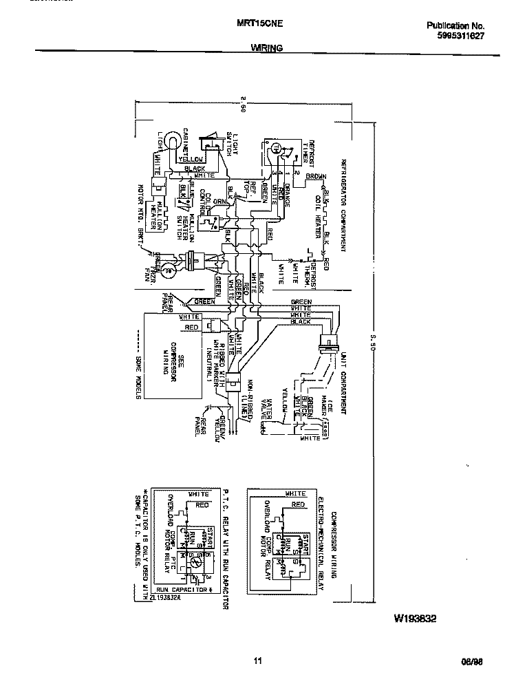 WIRING DIAGRAM Diagram and Parts List for MRT15CNEW6  Frigidaire Refrigerator