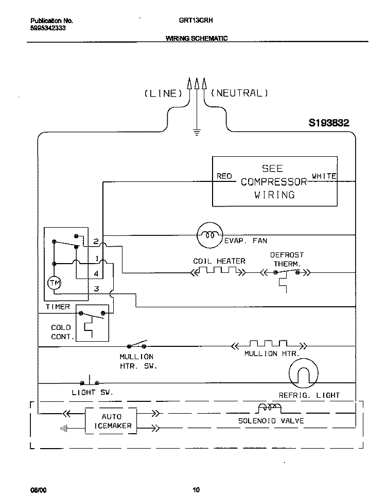 WIRING SCHEMATIC Diagram and Parts List for GRT13CRHZ1  Gibson Refrigerator