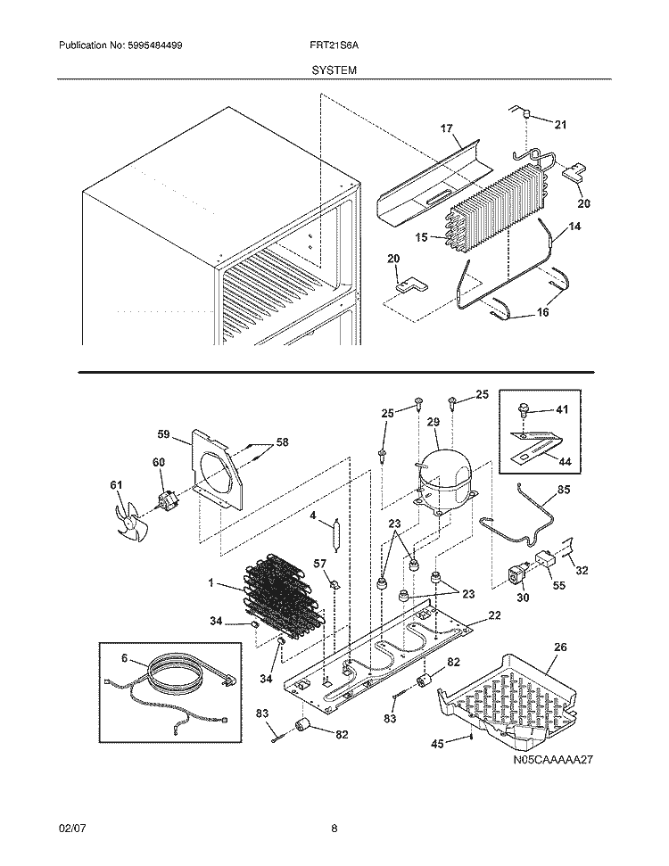 SYSTEM Diagram and Parts List for FRT21S6AQF  Frigidaire Refrigerator