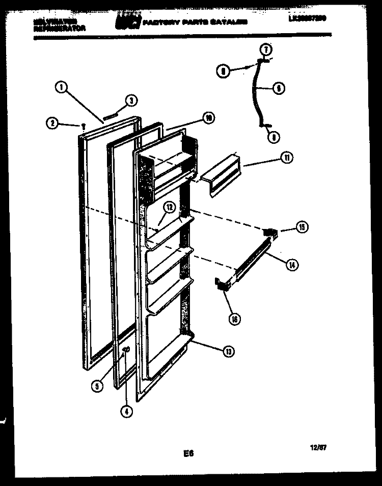 REFRIGERATOR DOOR PARTS Diagram and Parts List for FPK190EN0W  Kelvinator Refrigerator